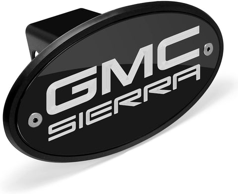 Jewelry For Cars for CarBeyondStore GMC Sierra Black Aluminum Plate Insert on ABS Plastic 2 inch Tow Hitch Cover