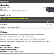 HVAC Control Module - Compatible with 2007-2011 Nissan Versa 1.8L 4-Cylinder (with Manual Air Conditioning Controls)