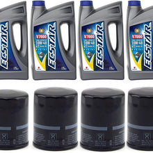 Suzuki ECSTAR V7000 10W-40 Marine 4-Stroke Engine Oil, 4 Gal with 4X 16510-82703 Oil Filter