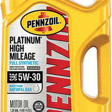 Pennzoil Platinum High Mileage Full Synthetic 5W-30 Motor Oil for Vehicles Over 75K Miles (5-Quart, Single-Pack)