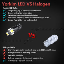 Yorkim T10 194 LED Bulbs 6500K Non Polarity 6th Generation for Car Interior Lights, LED Plate Light, Turn Signal Lights and Corner Lights – W5W 168 2825 T10 194 Wedge LED Bulb, Pack of 10 - White