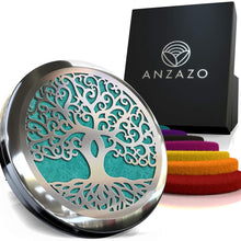 Car Essential Oil Diffuser - 1.5" Magnetic Locket Set with Air Vent Clip - Best for Aromatherapy - Fragrance Air Freshener, Scents Diffusers - Jewelry for Car, Tree of Life