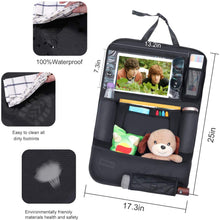 Backseat Car Organizer with Clear View iPad Holder– Large Transparent Waterproof Pocket for New Gen 13.9” Touchscreen Tablet, Storage Pouches, Kick Mat for Kids – Hanging Organization Caddy, 2 Pack