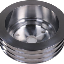 For SBC SMALL BLOCK CHEVY Polished Triple Groove Long Water Pump LWP Crank Pulley
