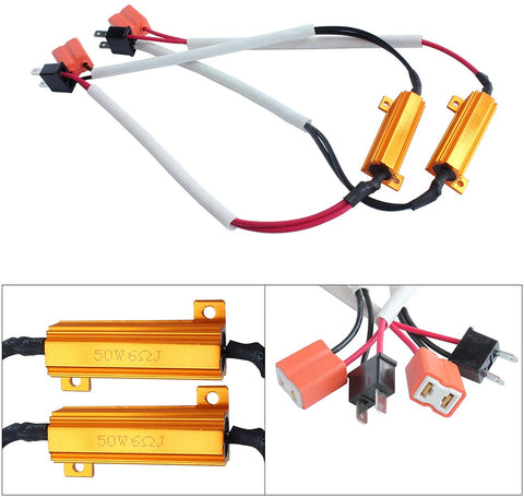 BSLighting 2pcs H7 499 LED Fog Light HeadLight DRL Error Free Load Resistor Wiring Harness