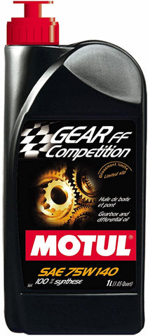 Motul 823511-12PK Gear FF Competition 75W-140 100 Percent Synthetic Ester Based Racing Lubricant for Limited Slip Differential (LSD) - 1 Liter, (Case Pack of 12)