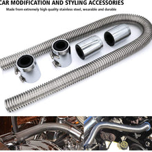 48" Chrome Stainless Steel Radiator Hose Kit, Flexible Radiator Hose Kit, with 4pcs Chrome Caps