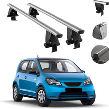 Roof Rack Cross Bars Lockable Luggage Carrier Smooth Roof Cars | Fits Seat MII 5 Door 2012-2021 Silver Aluminum Cargo Carrier Rooftop Bars | Automotive Exterior Accessories