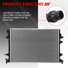 13273 OE Style Aluminum Core Cooling Radiator Replacement for VW Jetta Passat 1.4L Hybrid 2.0L TDI AT 13-16