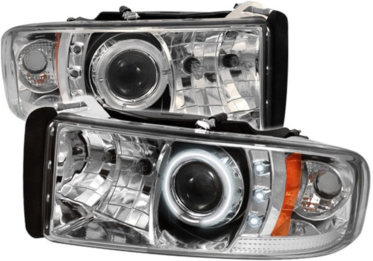 Spyder 5010063 Dodge Ram 1500 94-01 / Ram 2500/3500 94-02/99-01 Ram Sport - Projector Headlights - CCFL Halo - LED (Replaceable LEDs) - Black - High 9005 (Included) - Low H1 (Included)