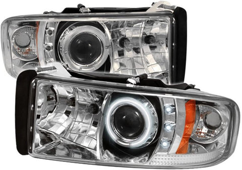 Spyder 5010063 Dodge Ram 1500 94-01 / Ram 2500/3500 94-02/99-01 Ram Sport - Projector Headlights - CCFL Halo - LED (Replaceable LEDs) - Black - High 9005 (Included) - Low H1 (Included)