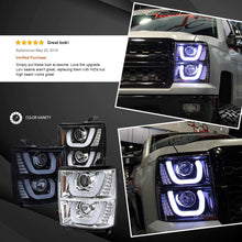 Autozensation For Chevy Silverado 1500 Black LED Signal Halo Projector Headlights