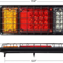 Partsam 2Pcs LED Truck Trailer Tail Lights Bar Kit 40 LED Waterproof Tail Turn Signal Brake Light Running Reverse Light with Iron Net Protection 5 Wires 10V-30V for Truck Boat Trailer UTV RV Camper