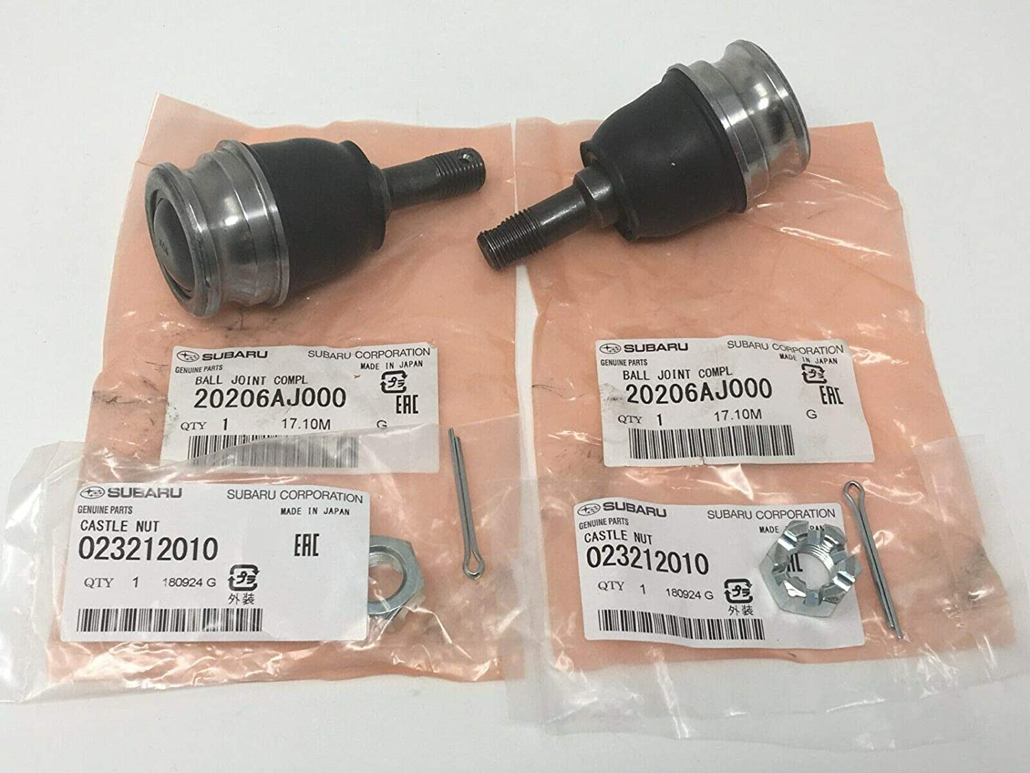 Subaru Suspension Front Lower Ball Joint Nut and Pin Kit Set Of 2 Impreza 20206AJ000 023212010 051030300 OEM Genuine Baja Outback Legacy Forester Impreza Crosstrek Sti Wrx