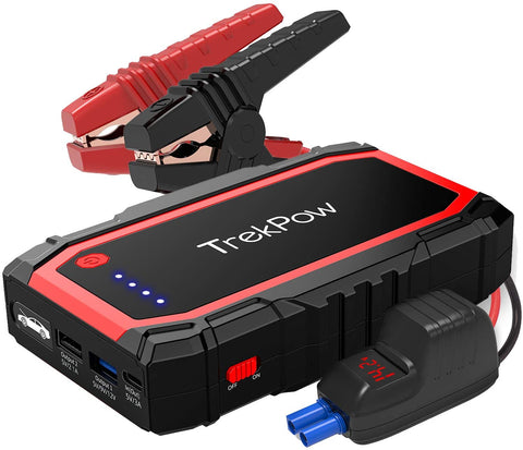 TrekPow A18 800A Peak Portable Car Jump Starter with USB Quick Charge 3.0 (up to 6.0L Gas, 5.0L Diesel Engine), SuperSafe Battery Jumper Pack with Smart Jumper Cables, Type-C Input&Output, Flashlight