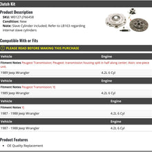 Clutch Kit with Slave Cylinder - Compatible with 1987-1989 Jeep Wrangler 4.2L 6-Cylinder