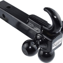 TOPTOW 64181 Trailer Receiver Hitch Triple Ball Mount with Hook Black Balls Fits for 2 inch Receiver