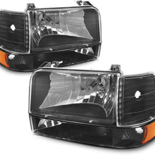 For 92-96 Ford Bronco F150 F250 F350 OE Replacement Black Headlights Corner Signal Left/Right Lamps Set