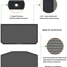 Shadeidea Jeep Wrangler Sun Shade JL Unlimited 4 Door, Front and Rear 2 piece-Black Mesh Screen Sunshade JLU, 2018-Current New Model Top Cover UV Blocker with Grab Bag-10 Years Warranty