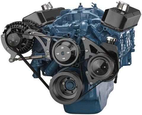 Black Power Steering Serpentine Kit for Small Block Chrysler 318 340 360 Engines