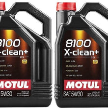 Motul 106377 Set of 4 8100 X-Clean+ 5W-30 Motor Oil 5-Liter Bottles