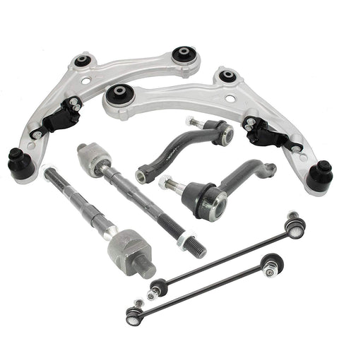 Front Lower Control Arms with Ball Joints & Inner and Outer Tie Rod Ends & Sway Bar Links 8pc for 2007-2013 Nissan Altima (2013 Coupe ONLY)