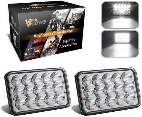 Partsam 4x6 6x4 inch LED Headlights Rectangular Sealed Beam Headlamp H4651 H4652 H4656 H4666 H6545 H4 Socket Hi/Lo Beam Compatible with Peterbilt 379, Kenworth W900, Chevy K5 K10 K20 W3500