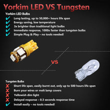 Yorkim 194 LED Bulbs Amber 6000k Ultra Bright 7th Generation Universal Fit T10 LED Bulbs Amber, 168 LED Bulb Amber, 2825 LED Bulb, W5W LED Bulb, 194 Yellow LED Interior Light for Car, Pack of 10