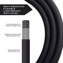 ESPEEDER 8AN Fuel Line Rubber Hose Kit, 1/2 Stainless Steel Nylon Braided Fuel Gas Line 10Ft with 6Pcs Hose Fitting Connectors and Hose Separator