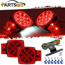 Partsam LED Trailer Lights Kit 12V Waterproof Square Stop Turn Tail Truck Lights w/Wire & Bracket Red/Amber Side Fender Marker Lamps 3rd Brake ID Light Bar for Trailer Boat Camper Snowmobile RV