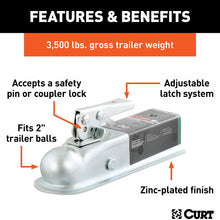 CURT 25153 Straight Tongue Trailer Coupler for 2-Inch Channel, 2-in Hitch Ball, 3,500 lbs