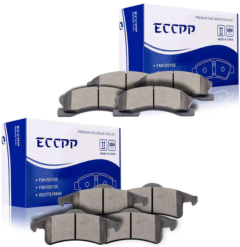 Brake Pads Kits,ECCPP Front Rear Ceramic Disc Brakes Pads Set for 1999 2000 2001 2002 2003 2004 Jeep Grand Cherokee