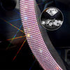 Valleycomfy Diamond Crystal Steering Wheel Cover for Women Girls- Bling Bling Rhinestones Steering Wheel Cover with Universal Fit 15 Inch(Pink White Diamond)