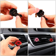 Mudder 4 Pieces Car Air Vent Decoration Bling Car Interior Decoration Rhinestone Lipstick Car Air Freshener Clip with Fragrance Cotton Pads