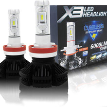 Alla Lighting 2017 X3 Newest 6000lm DIY 3 Colors White Gold Yellow Ice Blue Xtremely Super Bright High Power ZES Chips Mini H11 H8 H9 LED Headlight Conversion Kits Bulbs - 2 Year Warranty (H11)