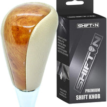 SHIFTIN Leather Wood Gear Shift Knob for Toyota Avalon Yaris 4Runner Land Cruiser Sienna Camry Solara Tacoma and Lexus ES300 ES330 GS300 GS400 GS430 (Tan Beige Leather)