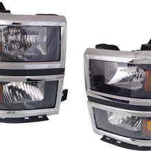 Head Lamp Set of 2 Compatible with CHEVROLET SILVERADO 1500 2014-2015 Right Side and Left Side Assembly Halogen Wt/Lt Models 3Rd Gen. CAPA