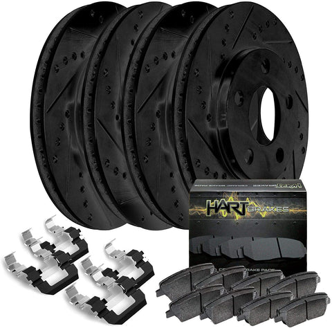 Full Kit Black Hart Drilled Slotted Brake Rotors and Brake Pads BHCC.63076.02