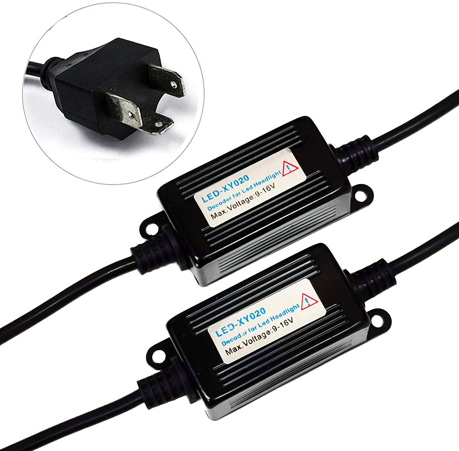 SOCAL-LED 2x H4 9003 LED Decoder Upgraded Strong Canbus Error Code Warning Canceller Anti Flicker Relay Adapter