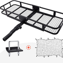 Hitch Mount Cargo Carrier with Cargo Net and Anti-rattle Stabilizer 60" x 21" x 6" Folding Cargo Basket with 500 LB Capacity Fits 2" Receiver for Car SUV Pickup (USPTO Patent Pending)