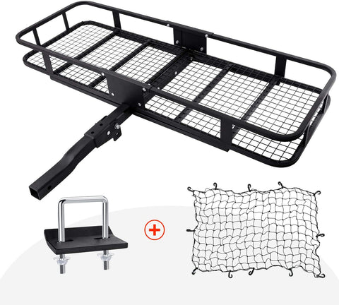 Hitch Mount Cargo Carrier with Cargo Net and Anti-rattle Stabilizer 60