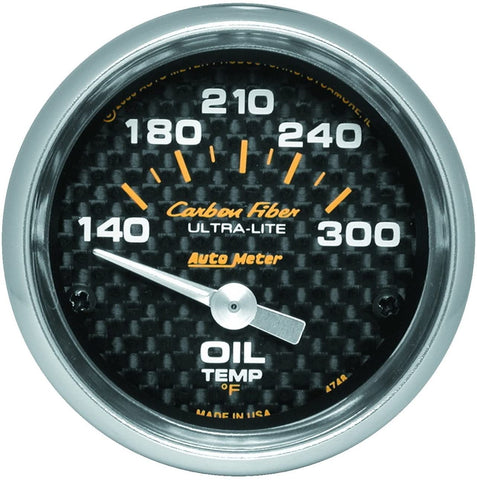 AUTO METER 4748 Carbon Fiber Electric Oil Temperature Gauge