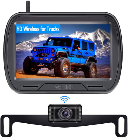 AMTIFO W3 HD Digital Wireless Backup Camera with Monitor Kit,Hitch Rear View Camera for Trucks,Cars,SUVS,Campers,DIY Guide Lines,Flip Image