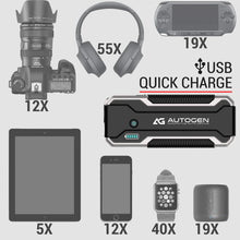 AUTOGEN 3000A Car Jump Starter (Up to 10.0L Gasoline & Diesel), 12V Portable Lithium Battery Jumper Box Booster Pack for Cars, SUVs, Trucks. Power Charger with Quick Charge 3.0. Hard Case Provided!