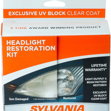 SYLVANIA - Headlight Restoration Kit - 3 Easy Steps to Restore Sun Damaged Headlights With Exclusive UV Block Clear Coat, Light Output and Beam Pattern Restored, Long Lasting Protection