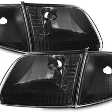 For 1997-2003 Ford F150 F250 Light Duty Heritage Expedition OE Replacement Black Headlights Corner Left/Right Lamp