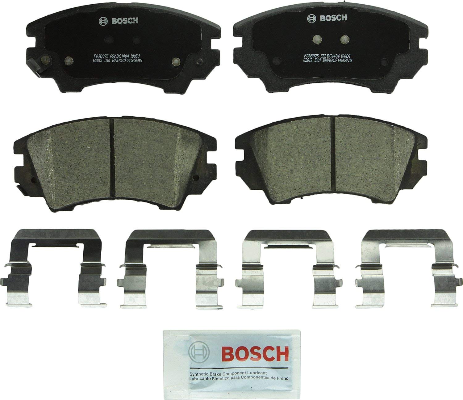 Bosch BC1404 QuietCast Premium Ceramic Disc Brake Pad Set For Buick: 2016-2017 Cascada; Chevrolet: 2010-2015 Camaro, 2011-2017 Caprice; Saab: 2011 9-5; Front