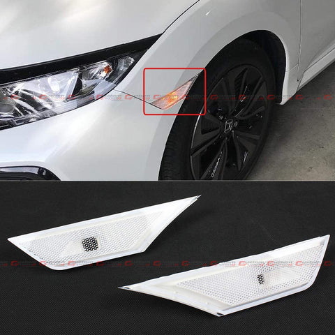 Fits for 2016-2020 10th Gen Honda Civic LX EX EX-T Touring Si Sport Euro Style Clear Lens Bumper Side Marker Lamps Lights