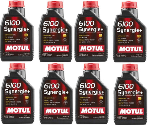 Motul 108646 Set of 8 6100 Synergie+ 10W-40 Motor Oil 1-Liter Bottles