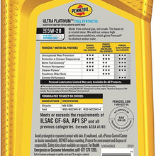 Pennzoil Ultra Platinum Full Synthetic 0W-20 Motor Oil (5-Quart, Single Pack)